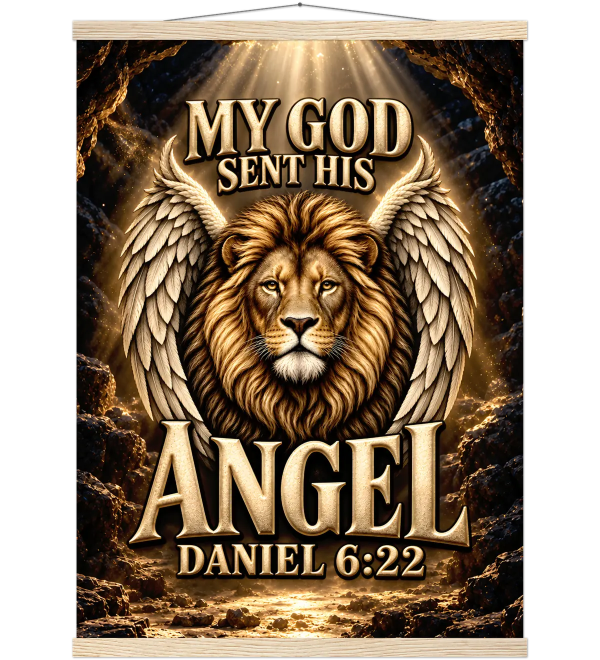 My God sent his angel – Poster with hanger – 50×70 cm – natural wood