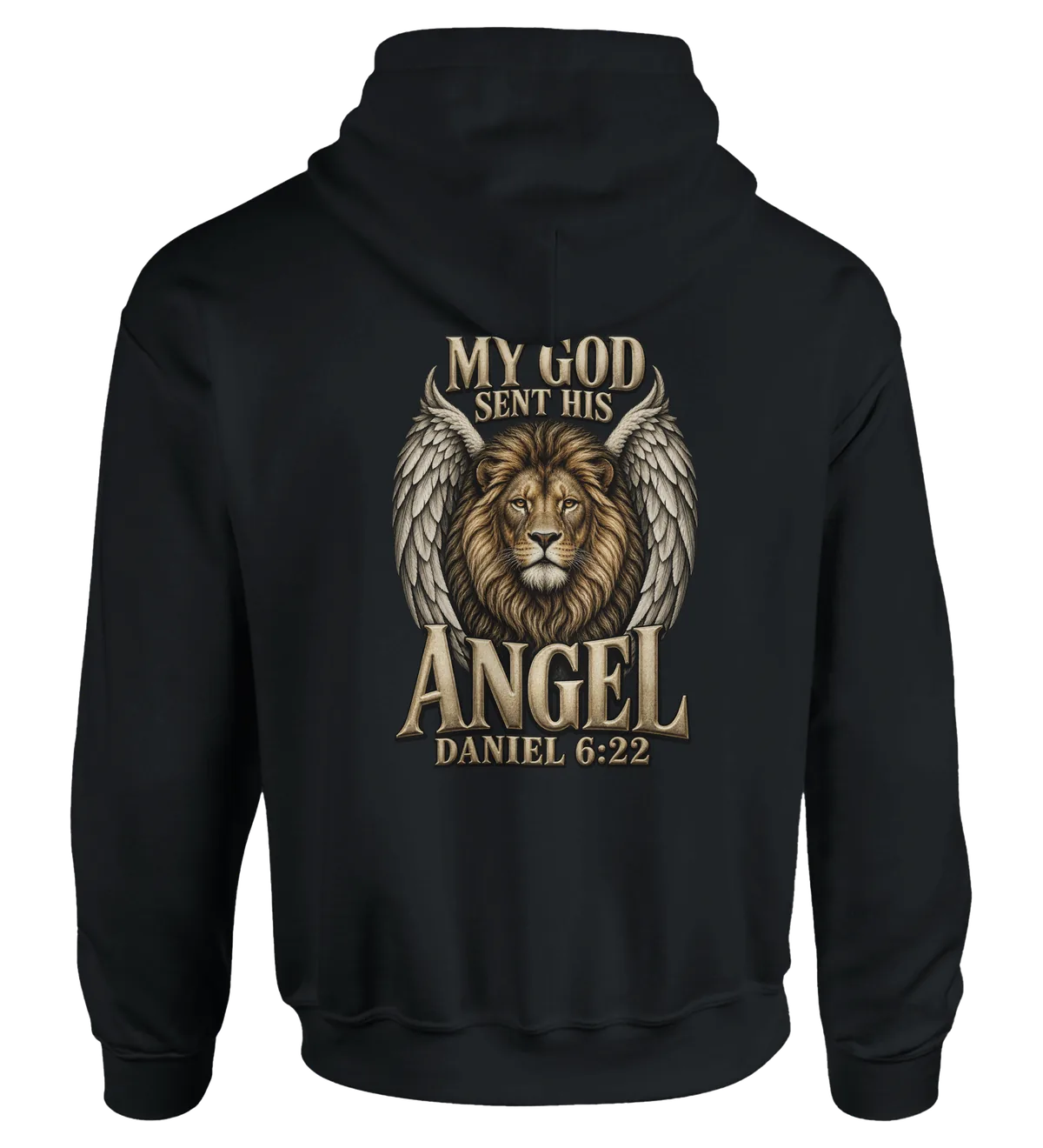 My God sent his angel | Hoodie — black back