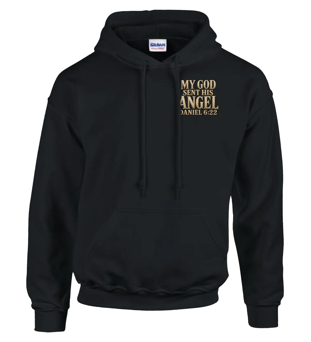My God sent his angel | Hoodie — black front