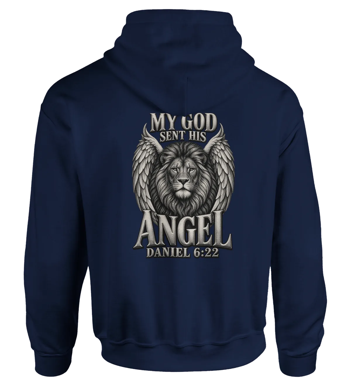 My God sent his angel | Hoodie — navy back