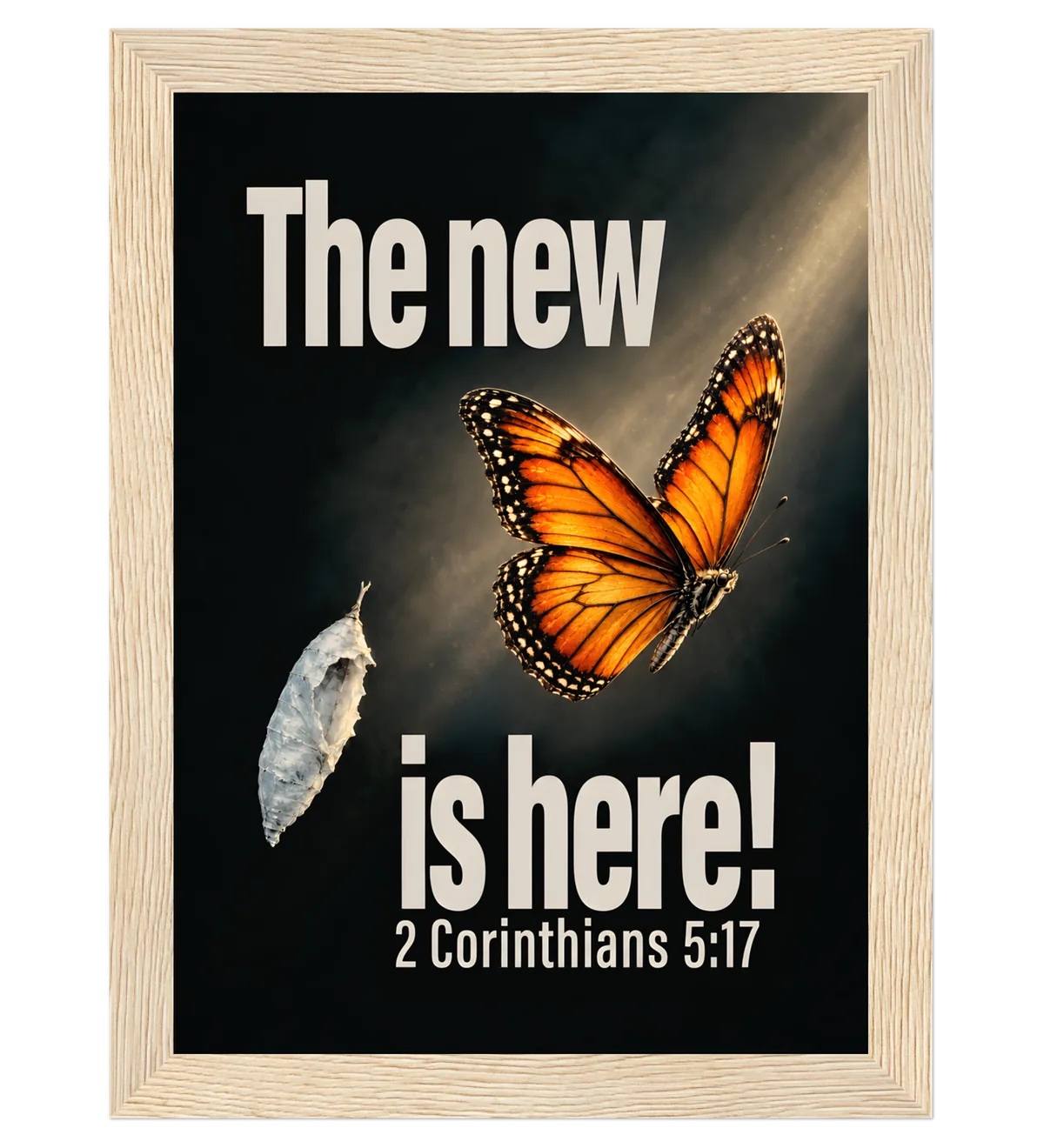 The New Is Here | Framed Poster — 13x18cm natural wood