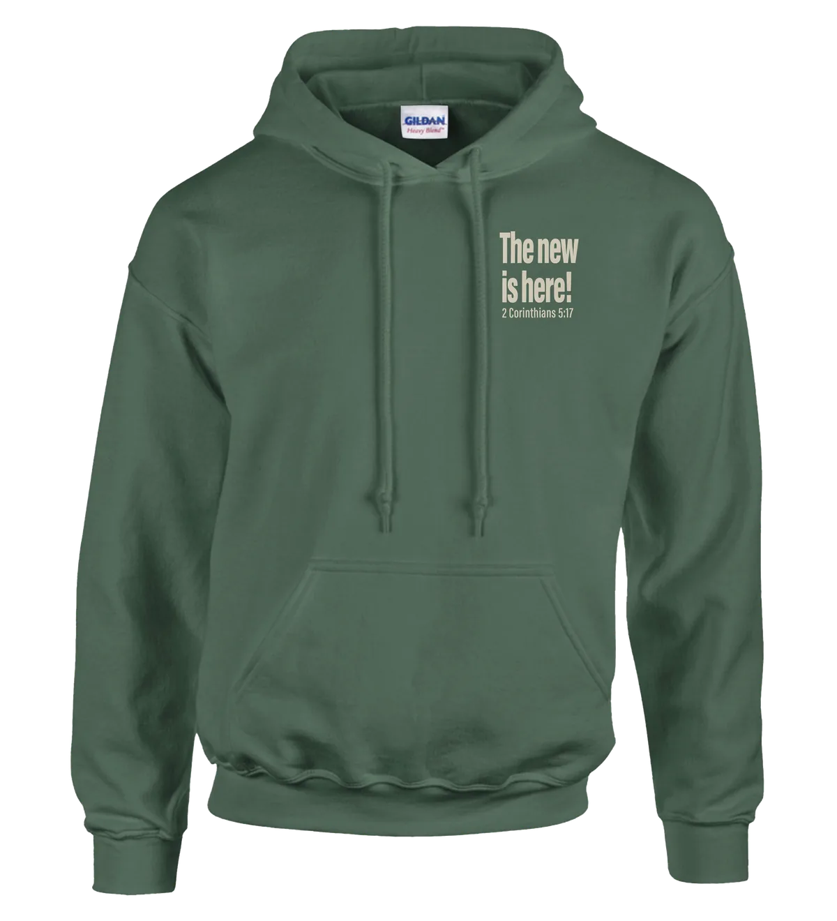 The New is Here | Hoodie — military green front