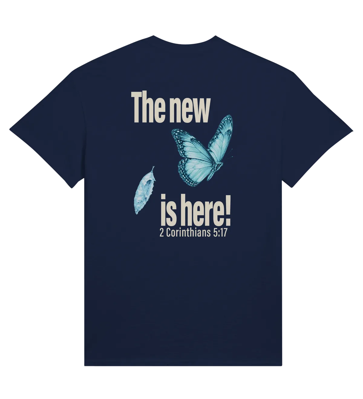 The New is Here | T-shirt — navy back